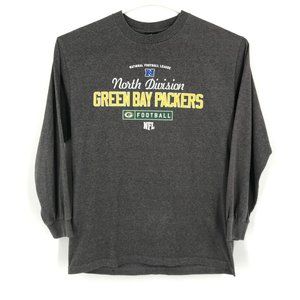 Green Bay Packers Mens Shirt Large Gray Long Sleeve Pullover NFL Football Logo